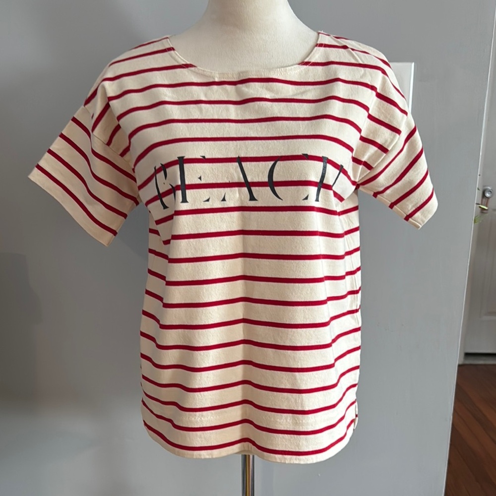 Madewell Women’s Red and White Nautical Stripe Tee